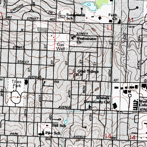 Topographic Map of Glad Tidings Church, AR