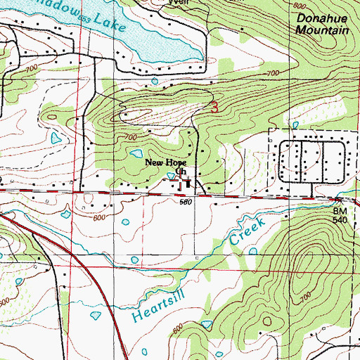 Topographic Map of New Hope Baptist Church, AR