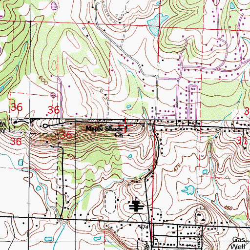 Topographic Map of Maple Shade Church, AR