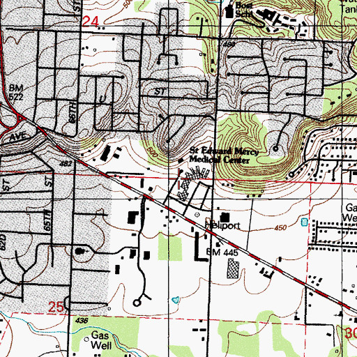 Topographic Map of Saint Edward Mercy Medical Center, AR
