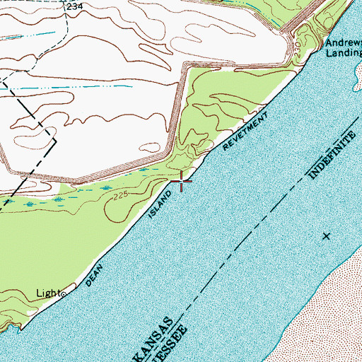 Topographic Map of Dean Island Revetment, AR
