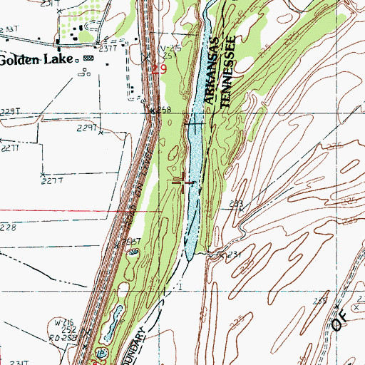 Topographic Map of Golden Lake Revetment, AR