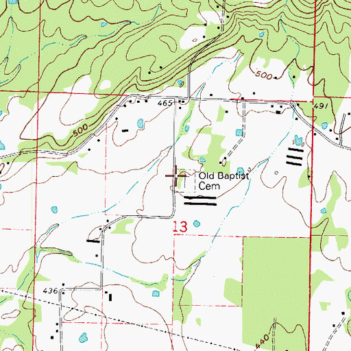 Topographic Map of Old Baptist Cemetery, AR