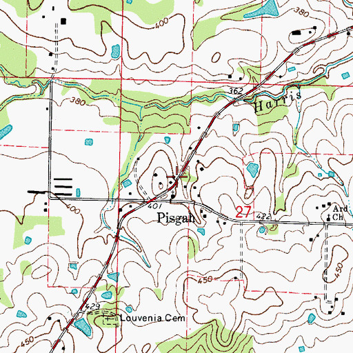 Topographic Map of Pisgah, AR