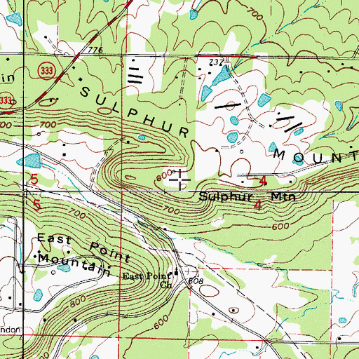 Topographic Map of Sulphur Mountain, AR