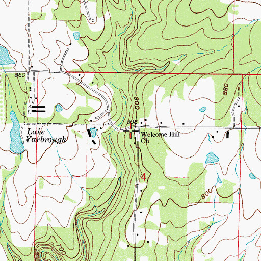 Topographic Map of Welcome Hill Church, AR