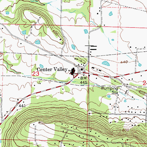 Topographic Map of Center Valley School, AR