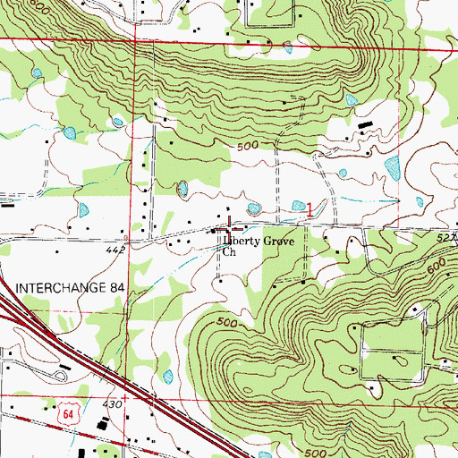 Topographic Map of Liberty Grove Church, AR