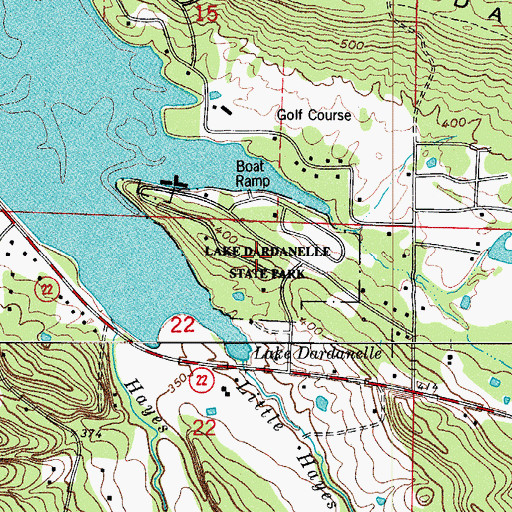 Topographic Map of Lake Dardanelle State Park, AR