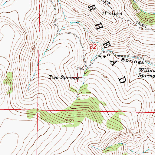 Topographic Map of Two Springs, MT