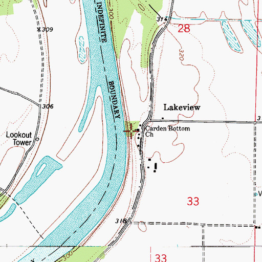 Topographic Map of Carden Bottom Church, AR