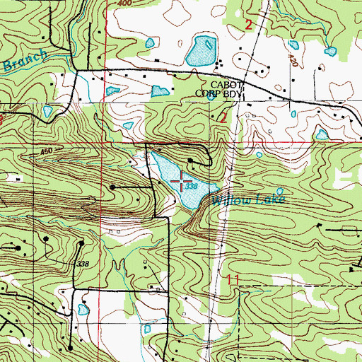 Topographic Map of Willow Lake, AR