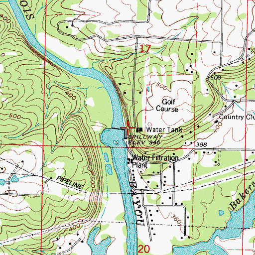 Topographic Map of Lake Russellville Dam, AR