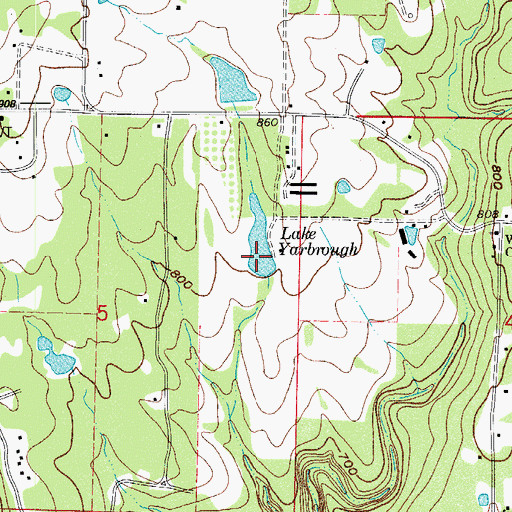 Topographic Map of Lake Yarbrough, AR