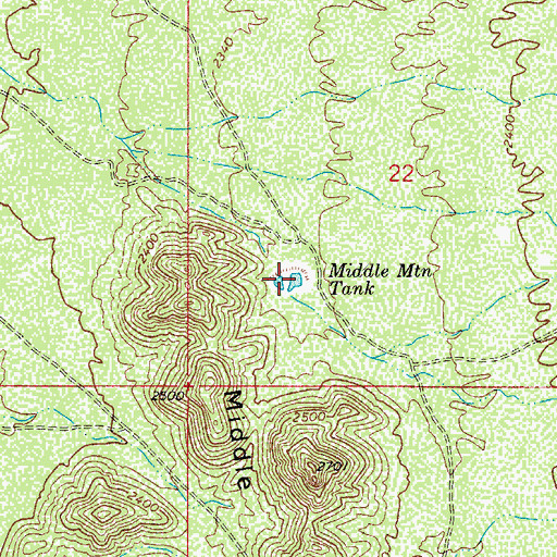 Topographic Map of Middle Mountain Tank, AZ