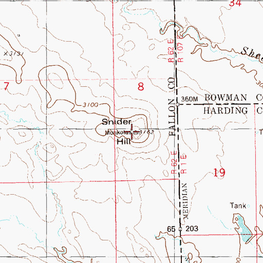 Topographic Map of Snider Hill, MT