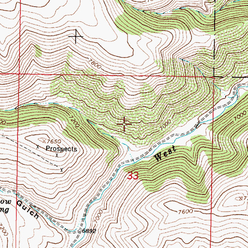 Topographic Map of West Fork Little Sheep Creek Mine, MT