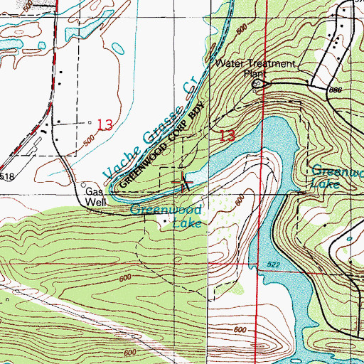 Topographic Map of Greenwood Reservoir Dam, AR