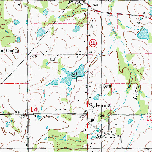 Topographic Map of Mintons Lake Dam, AR