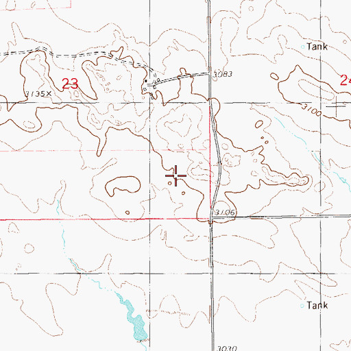 Topographic Map of 02N61E23DABA01 Well, MT