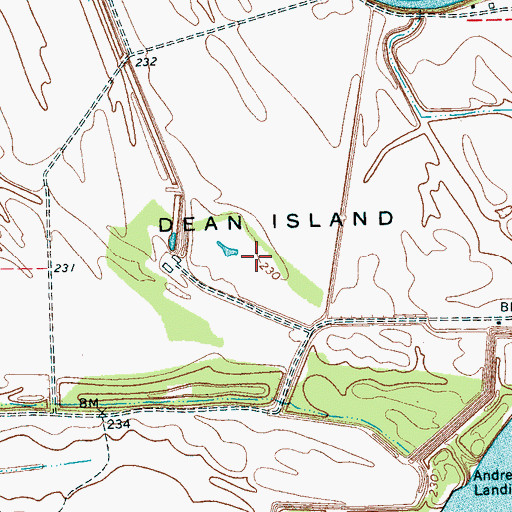 Topographic Map of Dean Island, AR