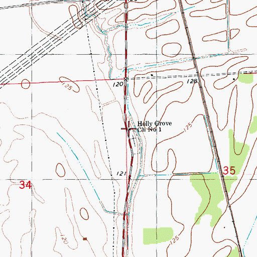 Topographic Map of Holly Grove Church Number 1, AR