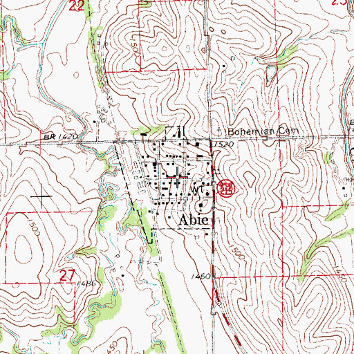 Topographic Map of Abie, NE