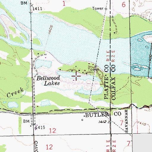 Topographic Map of Bellwood Lake, NE