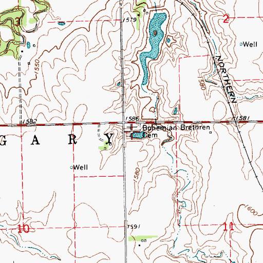 Topographic Map of Bohemian Brethren Cemetery, NE