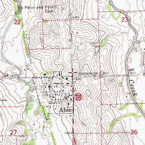 Topographic Map of Bohemian Cemetery, NE