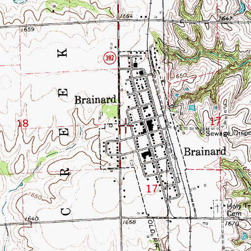 Topographic Map of Brainard, NE