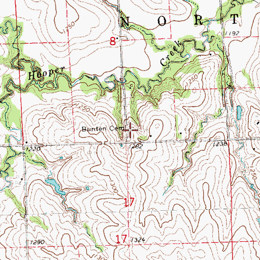 Topographic Map of Bunten Cemetery, NE