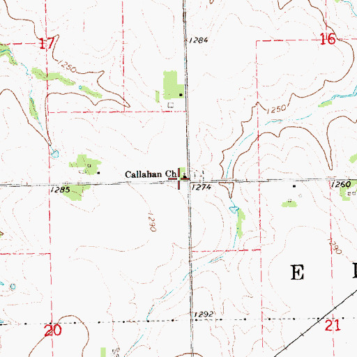 Topographic Map of Callahan Church, NE