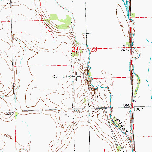 Topographic Map of Carr Cemetery, NE