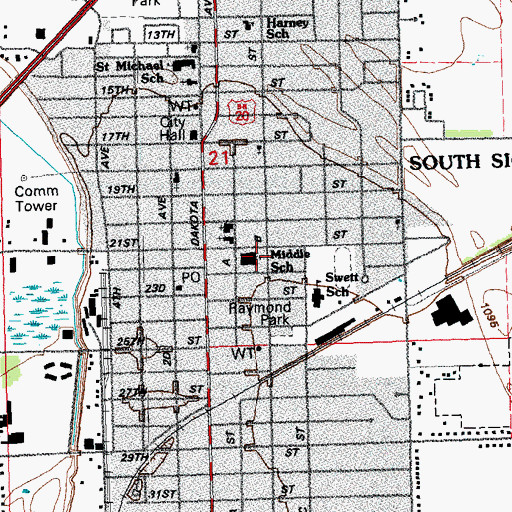 Topographic Map of Central High School, NE