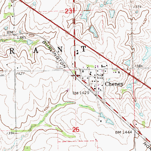 Topographic Map of Cheney, NE