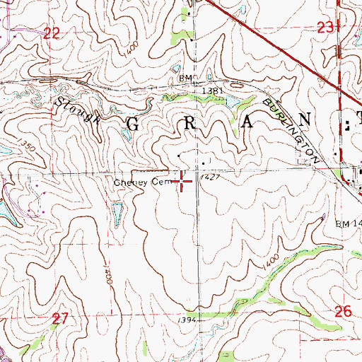 Topographic Map of Cheney Cemetery, NE