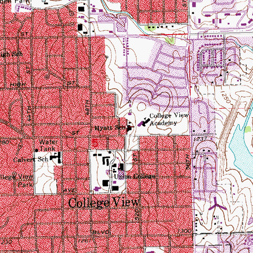 Topographic Map of College View Academy, NE