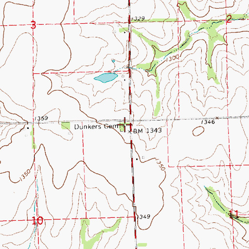 Topographic Map of Dunkers Cemetery, NE