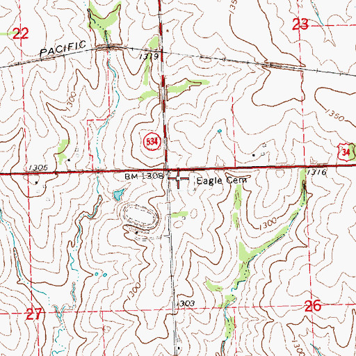 Topographic Map of Eagle Cemetery, NE