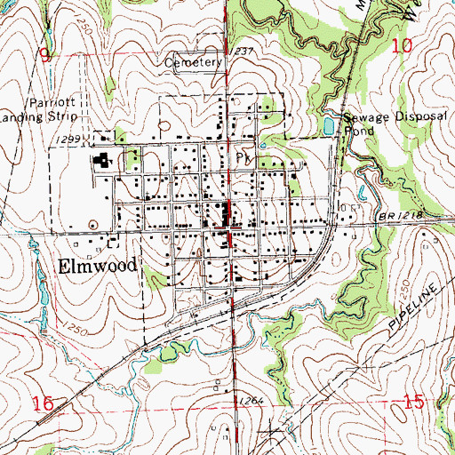Topographic Map of Elmwood, NE
