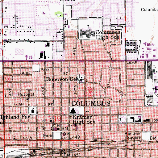 Topographic Map of Emerson Elementary School, NE