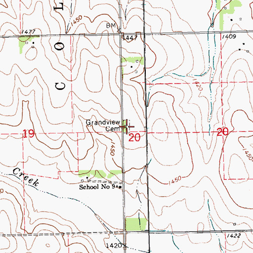 Topographic Map of Grandview Cemetery, NE