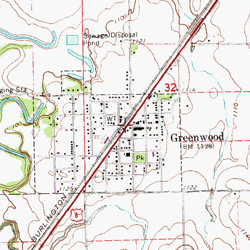 Topographic Map of Greenwood, NE