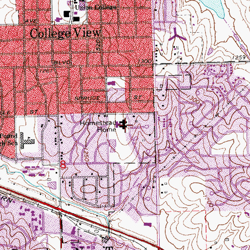 Topographic Map of Homestead Home, NE