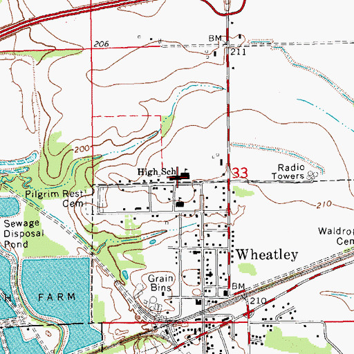 Topographic Map of Wheatley High School, AR