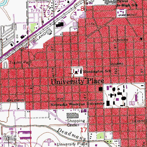 Topographic Map of Huntington Elementary School, NE