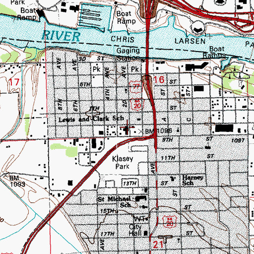 Topographic Map of Lewis and Clark Elementary School, NE
