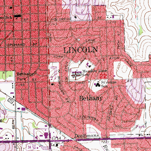 Topographic Map of Meadow Lane Elementary School, NE