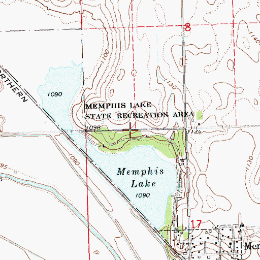 Topographic Map of Memphis Lake State Recreation Area, NE